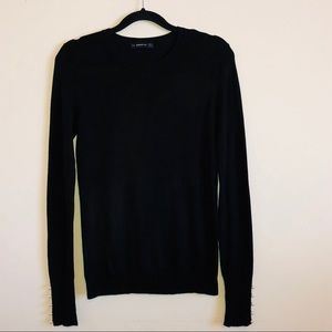 Zara Black Sweater w/ Pearl Sleeve Detail